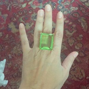 Fabulous green emerald cut cocktail ring.